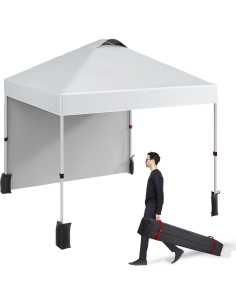 Carpa Plegable Hipicute 3x3m con 1 Pared Lateral Blanca 2