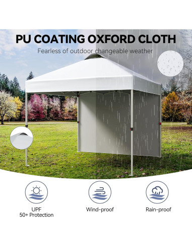 Carpa Plegable Hipicute 3x3m con 1 Pared Lateral Blanca