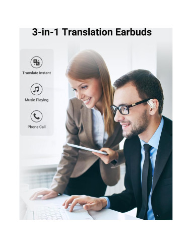 Auriculares Traductores AI Xupurtlk Blanco Lechoso 144 Idiomas