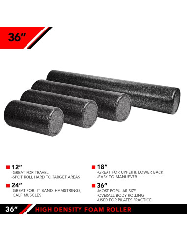 Rodillo de Espuma JFIT 91.44 cm Alta Densidad Negro