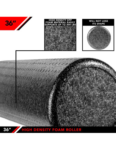 Rodillo de Espuma JFIT 91.44 cm Alta Densidad Negro