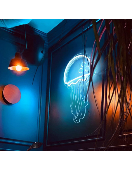 Cartel de Neón Medusa Azul Hielo LED 32.5x21.8cm Decoración Cartel de Neón Medusa Azul Hielo LED 32.5x21.8cm Decoración