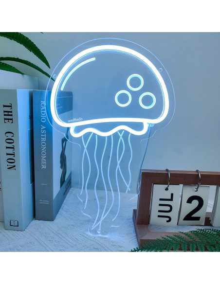 Cartel de Neón Medusa Azul Hielo LED 32.5x21.8cm Decoración Cartel de Neón Medusa Azul Hielo LED 32.5x21.8cm Decoración