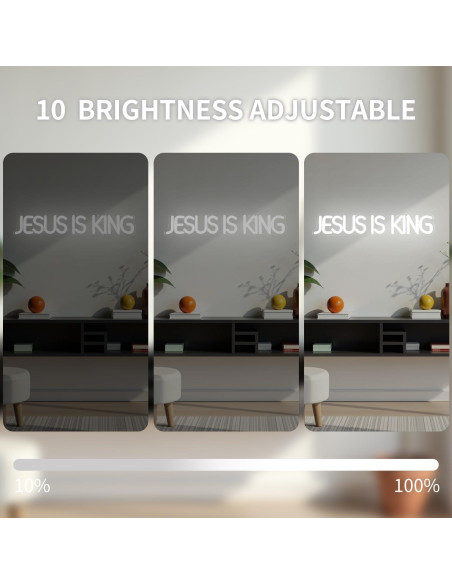 Letrero de Neón LED Jesús es Rey Regulable 43.7 cm Blanco Letrero de Neón LED Jesús es Rey Regulable 43.7 cm Blanco