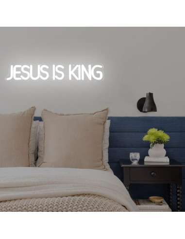 Letrero de Neón LED Jesús es Rey Regulable 43.7 cm Blanco