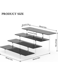 Soporte de Acrílico Negro 4 Niveles CHONOVO para Cosméticos y Figuras 2