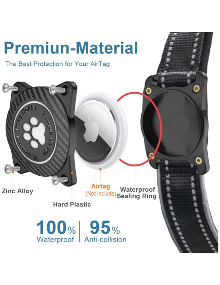 Collar para Perros Airtag OKVSKO Negro S Reflectante Impermeable Collar para Perros Airtag OKVSKO Negro S Reflectante Impermeable