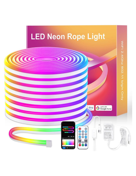 Luces de Cuerda de Neón LED 3m Pak, RGB, Control Remoto, IP67 Luces de Cuerda de Neón LED 3m Pak, RGB, Control Remoto, IP67