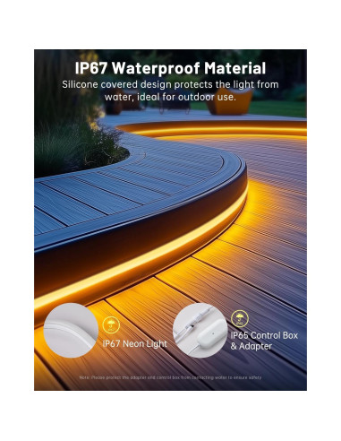 Luces de Cuerda de Neón LED 3m Pak, RGB, Control Remoto, IP67