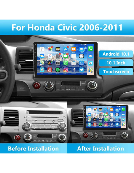 Estéreo de Coche Android Podofo 10.1" para Honda Civic 2006-2011 Estéreo de Coche Android Podofo 10.1" para Honda Civic 2006-2011