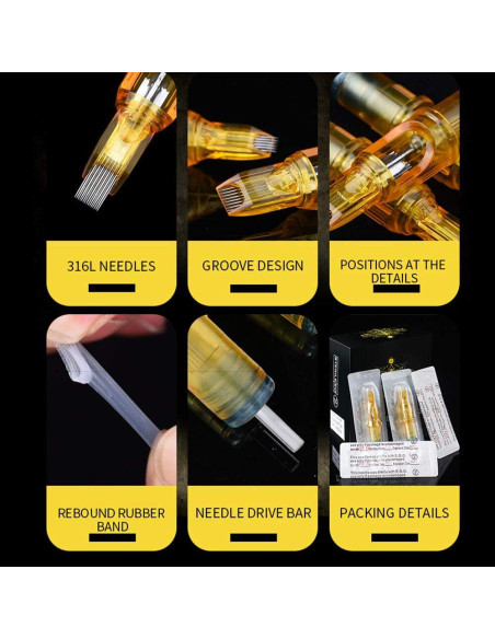 Agujas de Cartucho 1RL YILONG 20pcs 0.35mm para Tatuaje Agujas de Cartucho 1RL YILONG 20pcs 0.35mm para Tatuaje