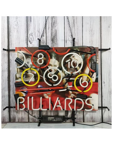 Cartel de Neón Billar con Logo 61x50.8 cm Hvkeer