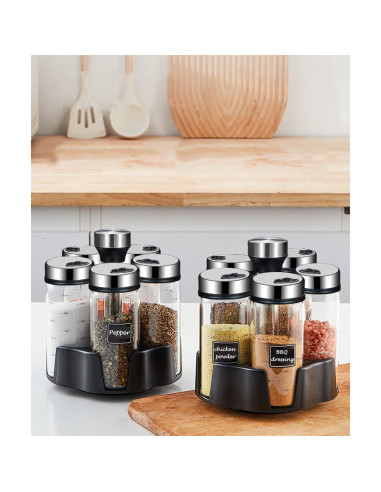 Organizador de Especias Giratorio TINMIX con 5 Tarros de Vidrio 200ml