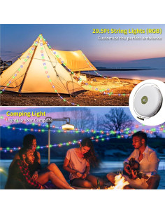 Cadena de Luces HAMLITE 8.99m RGB Camping Recargable 2