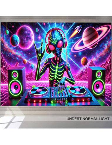 Tapiz de Aliens BlissYard 198x150 cm Fluorescente UV Decoración