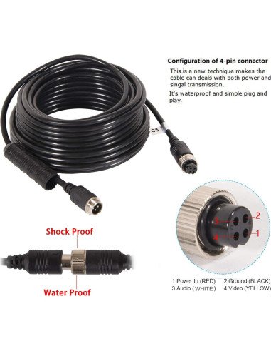 Cable de Extensión 4PIN DALLUX 5m para Cámara de Respaldo