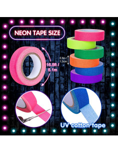 Cinta de Tela Gaffer Neón Whaline 6 Colores 15mm x 5m 2