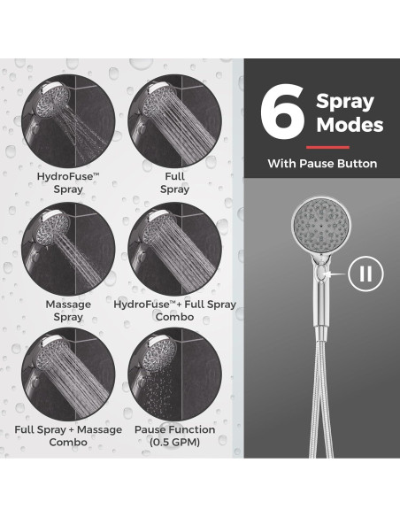 Cabezal de Ducha Portátil Pfister HydroFuse 6 Funciones Cromado Cabezal de Ducha Portátil Pfister HydroFuse 6 Funciones Cromado