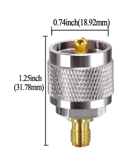 Adaptador Coaxial SMA Femenino a PL259 Masculino 2PCS Adaptador Coaxial SMA Femenino a PL259 Masculino 2PCS