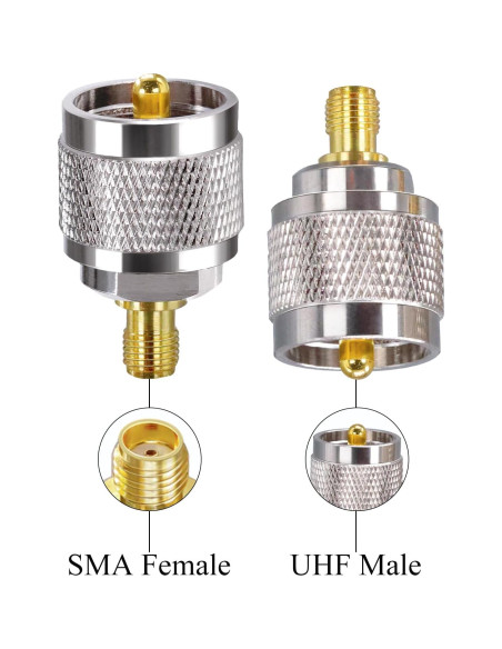 Adaptador Coaxial SMA Femenino a PL259 Masculino 2PCS Adaptador Coaxial SMA Femenino a PL259 Masculino 2PCS