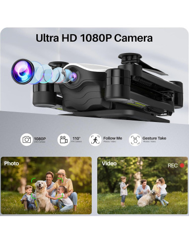 Dron SIMREX X900 Cuadcóptero HD 1080P Plegable Blanco Mate
