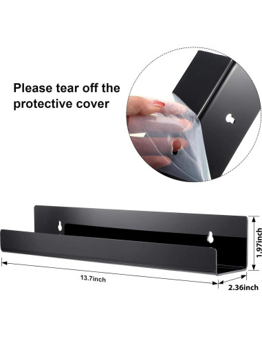 Estante Flotante de Acrílico Blulu 14" Negro - 8 Unidades