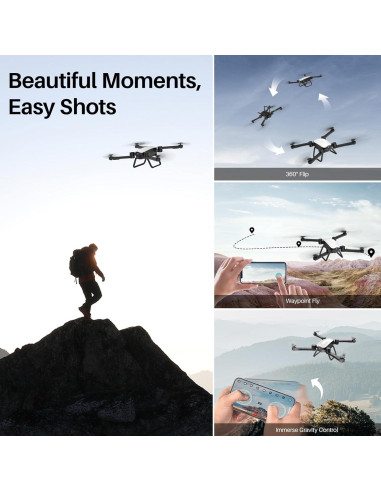 Dron SIMREX X900 Cuadcóptero HD 1080P Plegable Blanco Mate