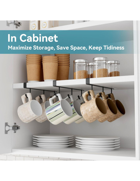Soporte para Tazas ECROCY Negro, Organizador de Gabinete 3pcs Soporte para Tazas ECROCY Negro, Organizador de Gabinete 3pcs
