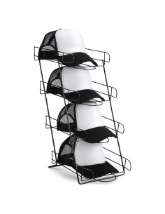 Soporte de Exhibición de Sombreros Zonon 4 Niveles Metal Negro