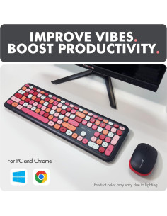 Combo Teclado y Ratón Inalámbrico X9 Retro Multicolor 2.4G 2