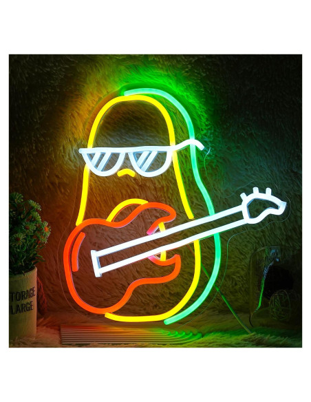 Letrero de Neón Guitarra Aguacate LED USB 35.1x33 cm Letrero de Neón Guitarra Aguacate LED USB 35.1x33 cm