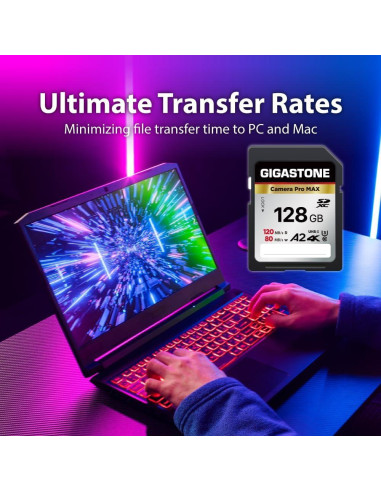 Tarjetas SD Gigastone 128GB Paquete de 2 Alta Velocidad 4K
