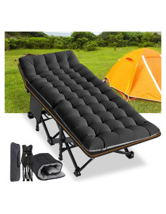 Cama Plegable XXL NAIZEA para Adultos, Alta Resistencia, Negro