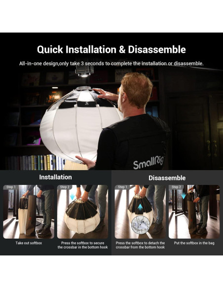 Softbox Lantern 65cm SMALLRIG Difusor Luz Suave Bowens Softbox Lantern 65cm SMALLRIG Difusor Luz Suave Bowens