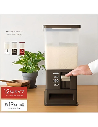 Dispensador de Arroz i Kito 12 kg con Contenedor Medidor Negro