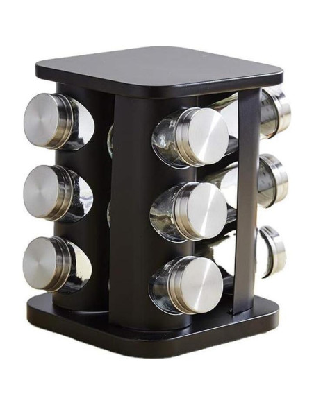 Organizador de Especias TINMIX Torre 12 Tarros Vidrio Acero Inoxidable Organizador de Especias TINMIX Torre 12 Tarros Vidrio Acero Inoxidable
