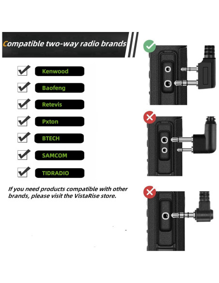 Paquete de 2 Auriculares Walkie Talkie VistaRise Tipo K Paquete de 2 Auriculares Walkie Talkie VistaRise Tipo K