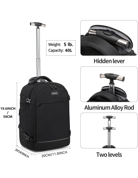 Mochila Rodante Asenlin 40L Resistente al Agua para Laptop 17" Mochila Rodante Asenlin 40L Resistente al Agua para Laptop 17"