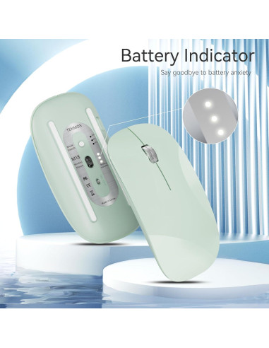 Ratón Inalámbrico TENMOS M18 Bluetooth Recargable USB C Verde