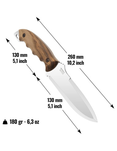 Cuchillo de Caza BPS HK2 - Acero al Carbono 130mm con Funda