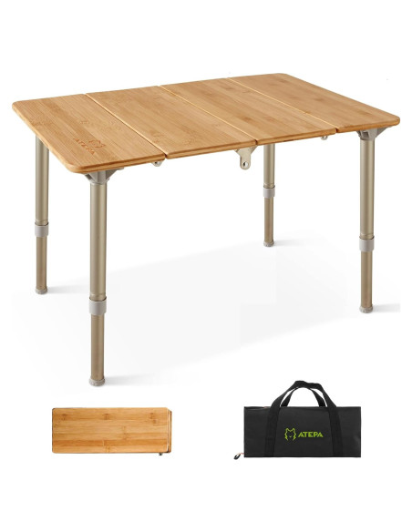 Mesa Plegable ATEPA de Bambú Ajustable 1-2 Personas 60 cm Mesa Plegable ATEPA de Bambú Ajustable 1-2 Personas 60 cm