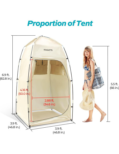 Carpa de Ducha Portátil FOGATTI 2.1m Impermeable para Camping Carpa de Ducha Portátil FOGATTI 2.1m Impermeable para Camping