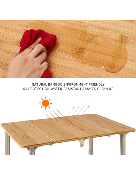 Mesa Plegable ATEPA de Bambú Ajustable 1-2 Personas 60 cm Mesa Plegable ATEPA de Bambú Ajustable 1-2 Personas 60 cm