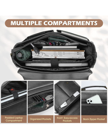 Bolsa Mensajera RAINSMORE para Laptop 15.6" Cuero Negro