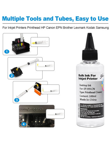 Kit de limpieza de cabezales EXCERCUS 200ml para impresoras HP Epson Canon