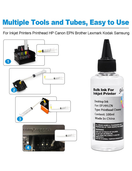 Kit de limpieza de cabezales EXCERCUS 200ml para impresoras HP Epson Canon Kit de limpieza de cabezales EXCERCUS 200ml para impresoras HP Epson Canon