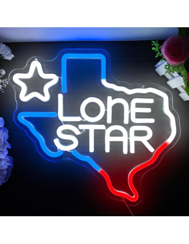 Letrero Neón Lone Star Geeinar 29.5x32cm Dimmable Decoración
