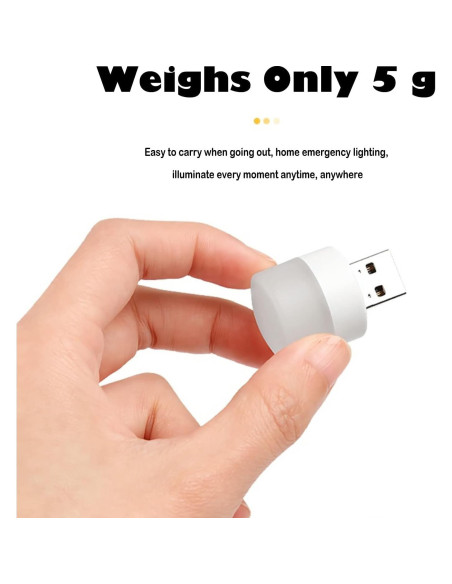 Luz Nocturna LED USB DASITON 1W 6500K/3000K Mini 37mm Luz Nocturna LED USB DASITON 1W 6500K/3000K Mini 37mm