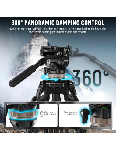 Trípode de Video NEEWER TH45 con Cabezal Fluido y 8kg