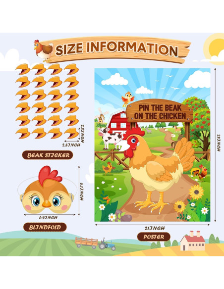 Juego de Fiesta de Granja Faccito - Poner el Pico en el Pollo Juego de Fiesta de Granja Faccito - Poner el Pico en el Pollo